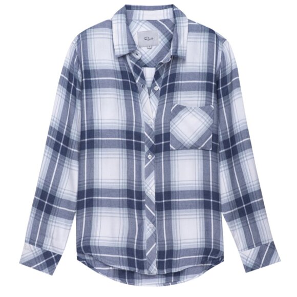 Rails Hunter Plaid Long Sleeve Button Down Pacific Sky / White Motif - M - Picture 1 of 11